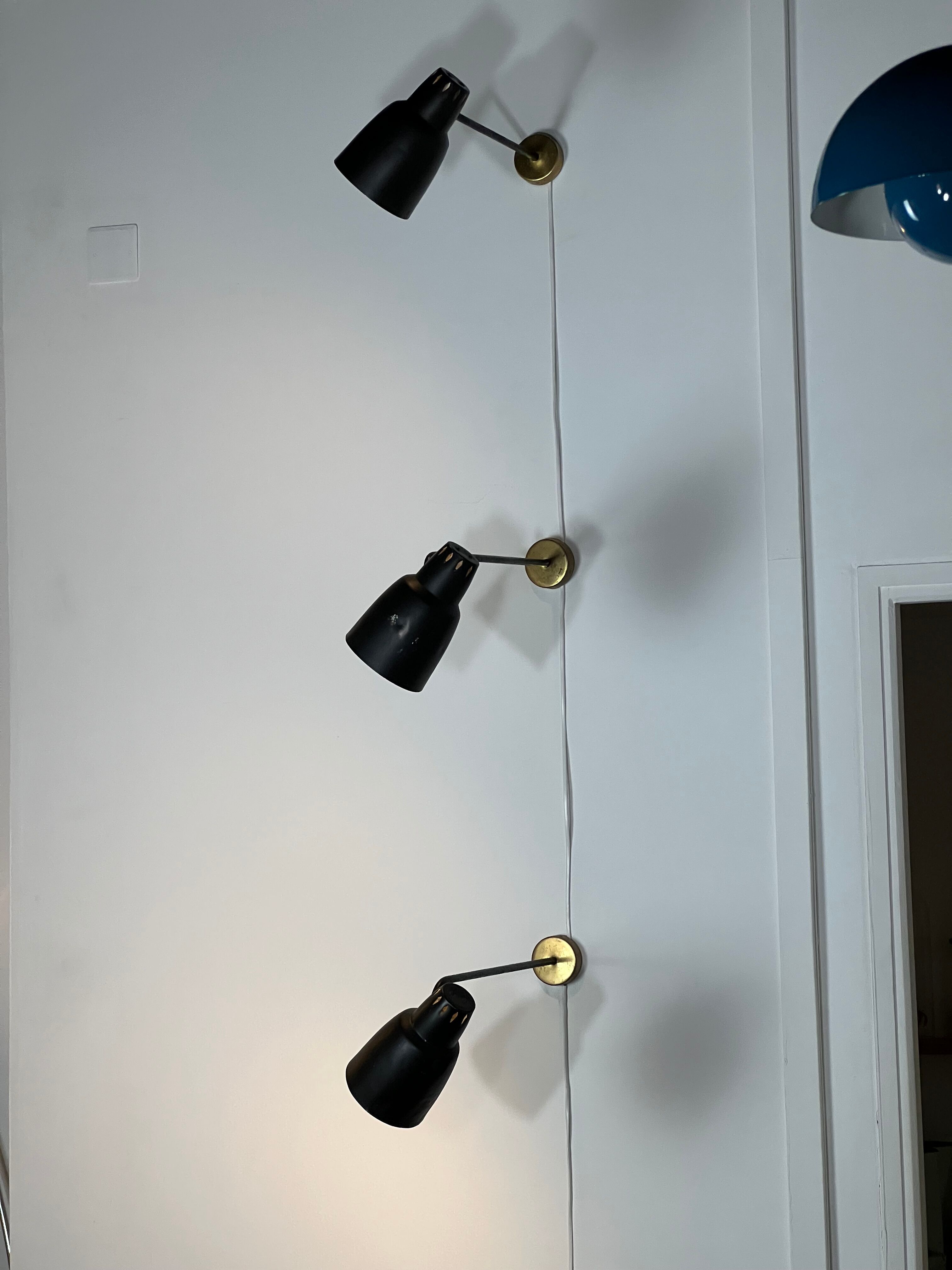 Set de 3 appliques murales éditées par Parscot France années 1950