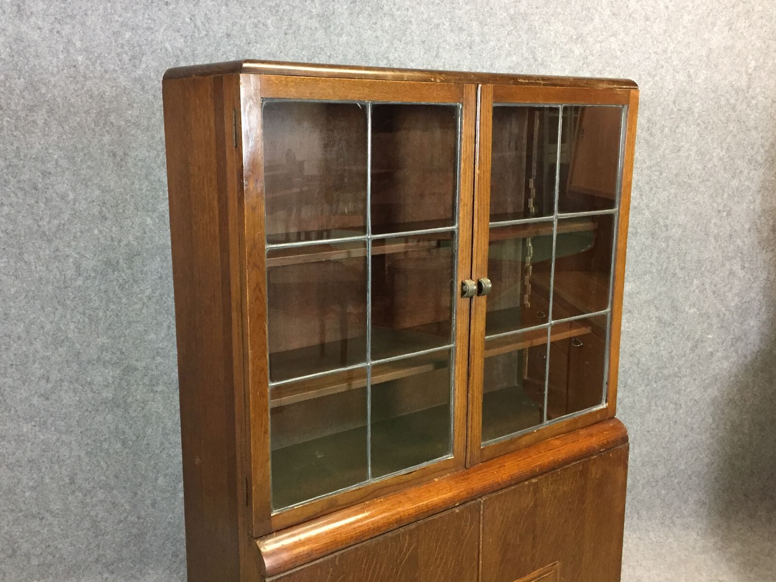 Glass art deco oak buffet
