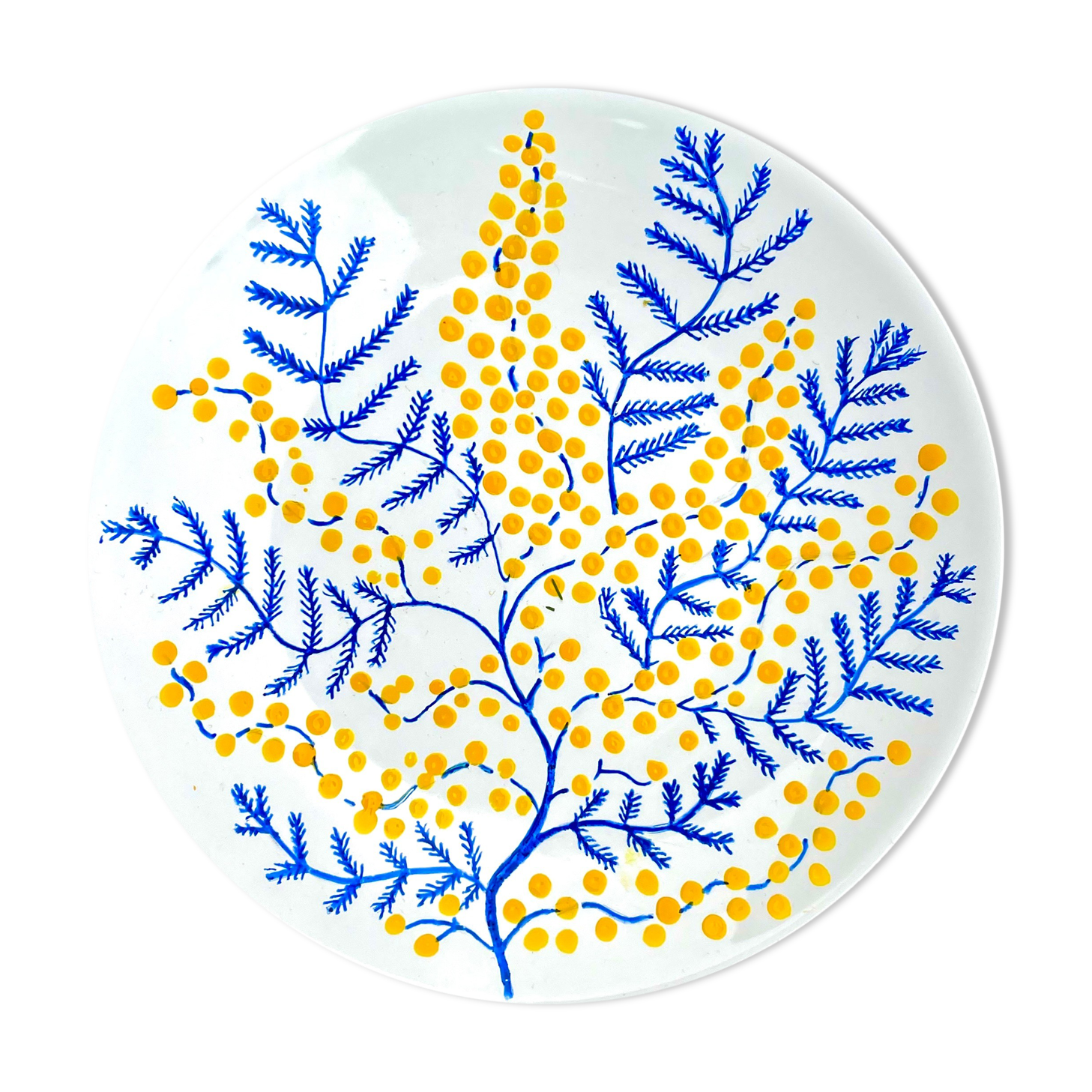 Hand-painted plate - Mimosa - flower