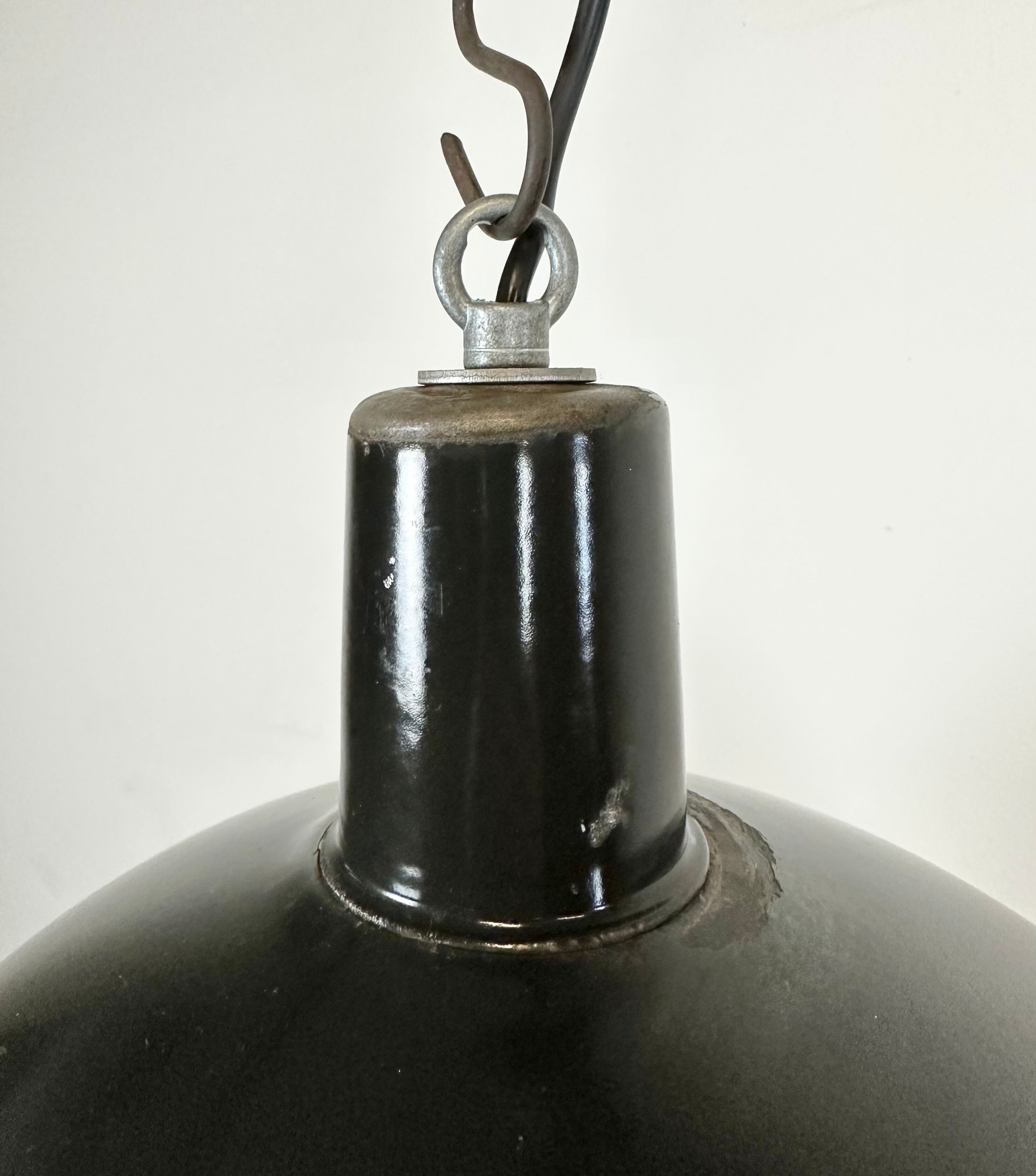 Industrial black enamel pendant lamp from emax, 1960s