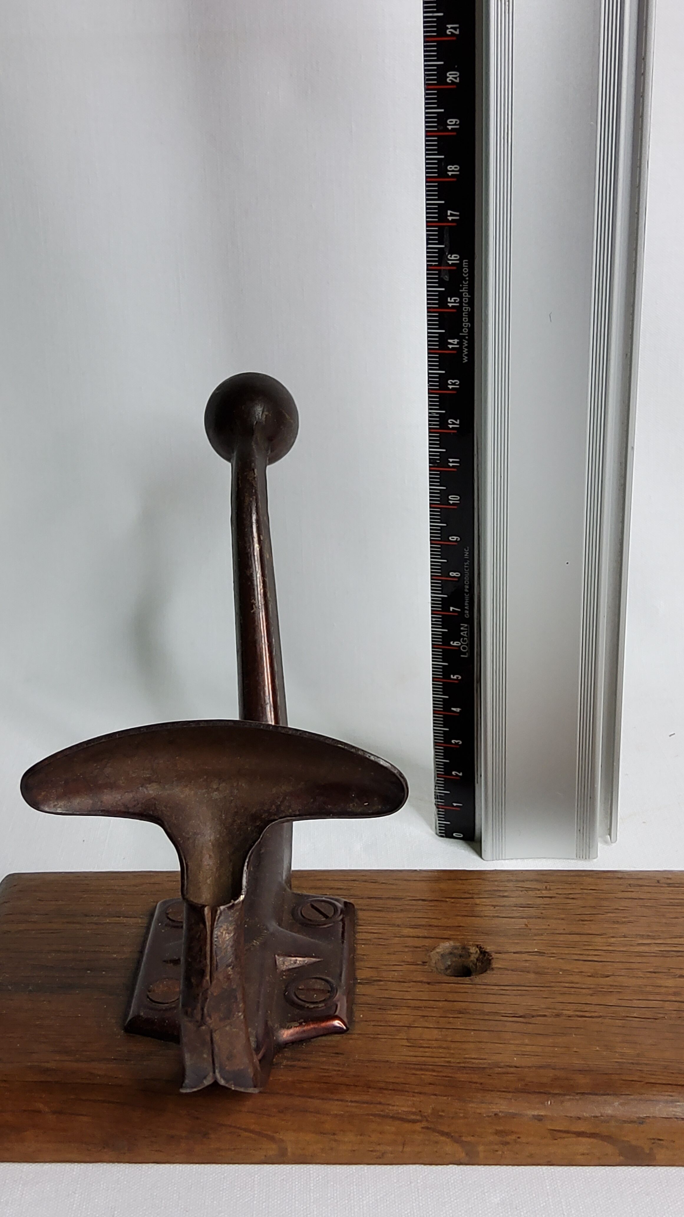 School wall coat rack, antique, 2 hooks, 50 cm