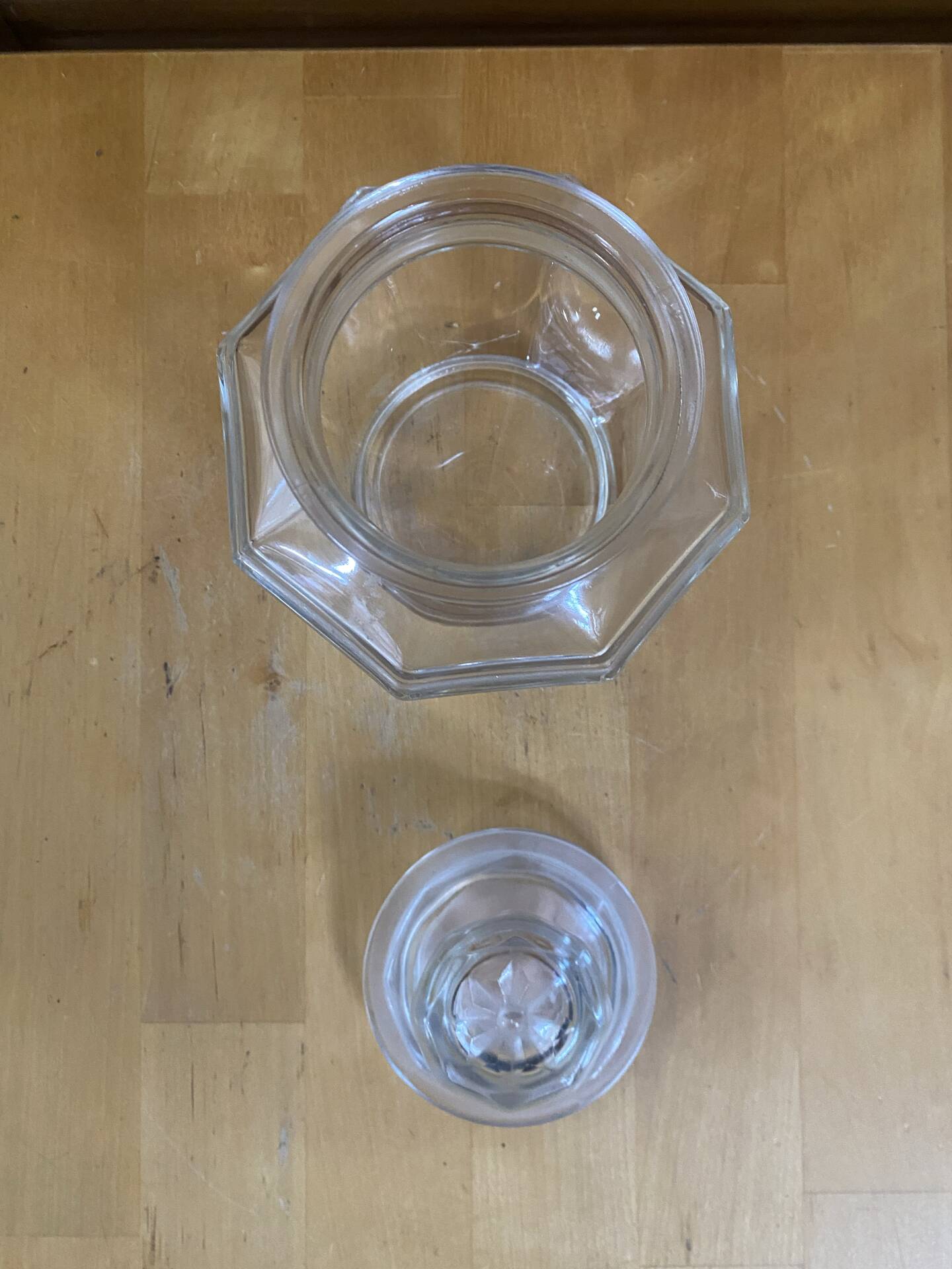 Antique Glass Bonbonnière + Lid Kitchen Storage Italy #