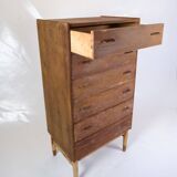 Chest Of Drawers Made In Teak With Oak Legs By Poul M. Volther From 1960s
