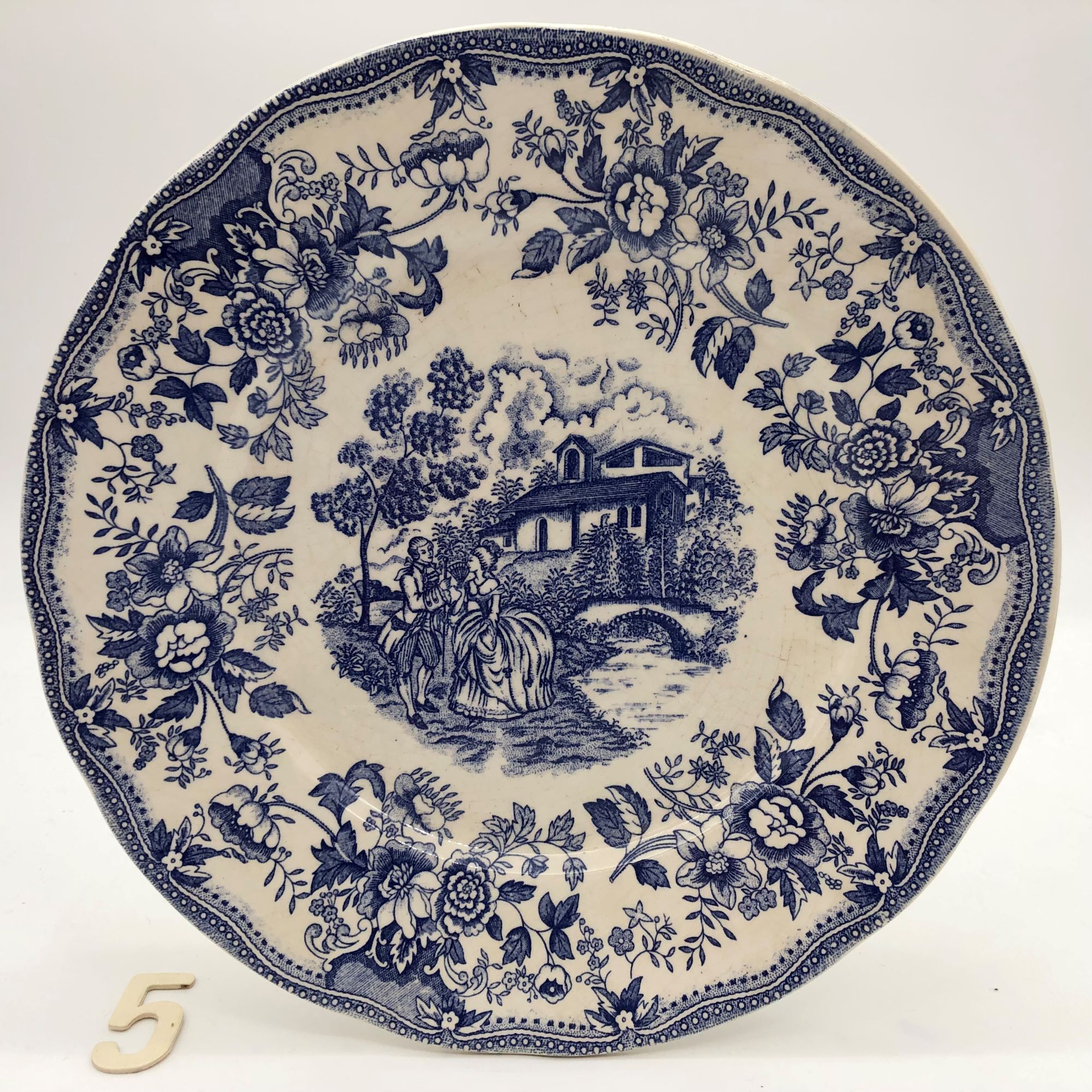 6 Flat blue blue plates "Flowers"