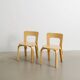 Paire de chaises pour enfant en bois N65 par Alvar Aalto, Finlande années 1990