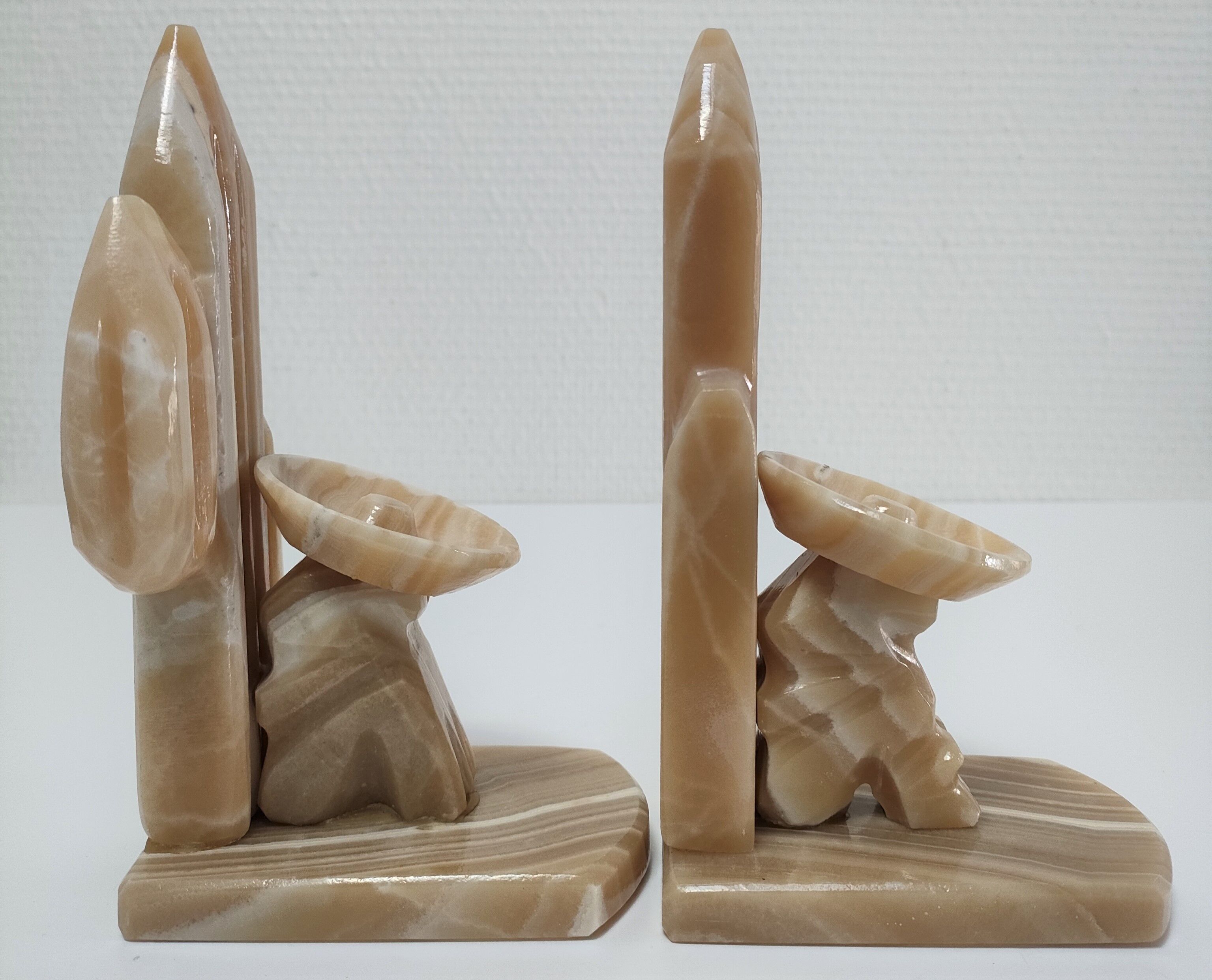 Pair of vintage Mexican cactus onyx bookends