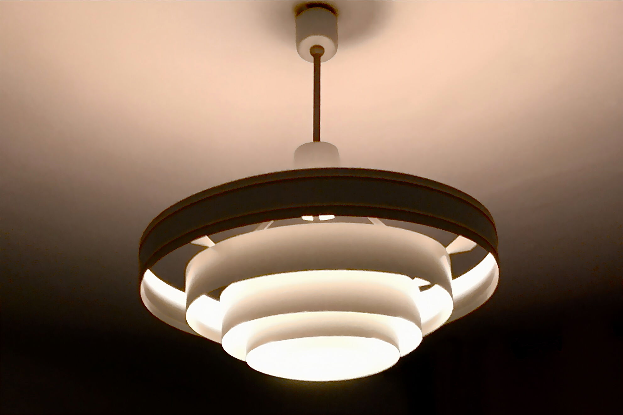 Satin white lacquered metal hanging from the 1960s