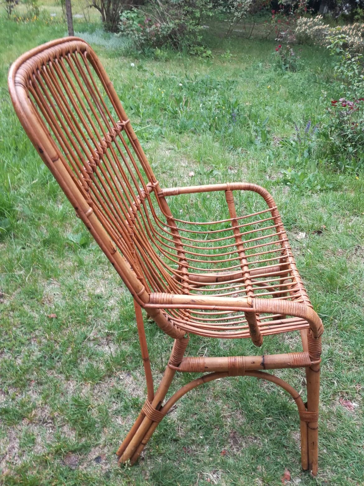 Old rattan armchair
