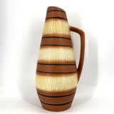 Vintage Scheurich Keramik beige and brown vase, 1960s
