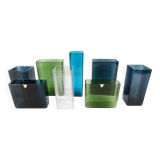 Set of 8 ISI vases in colored glass Lennart Andersson Gullaskruf, 1960