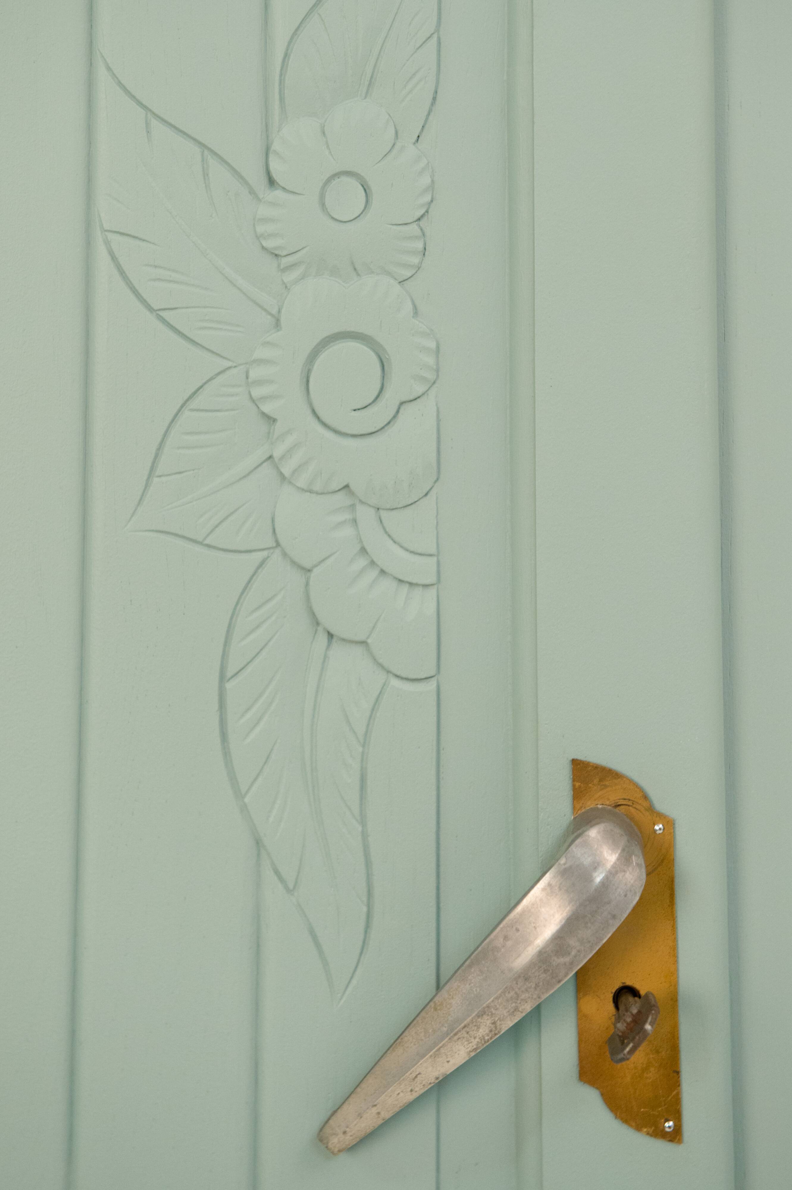 Restored art deco cabinet, mustache feet