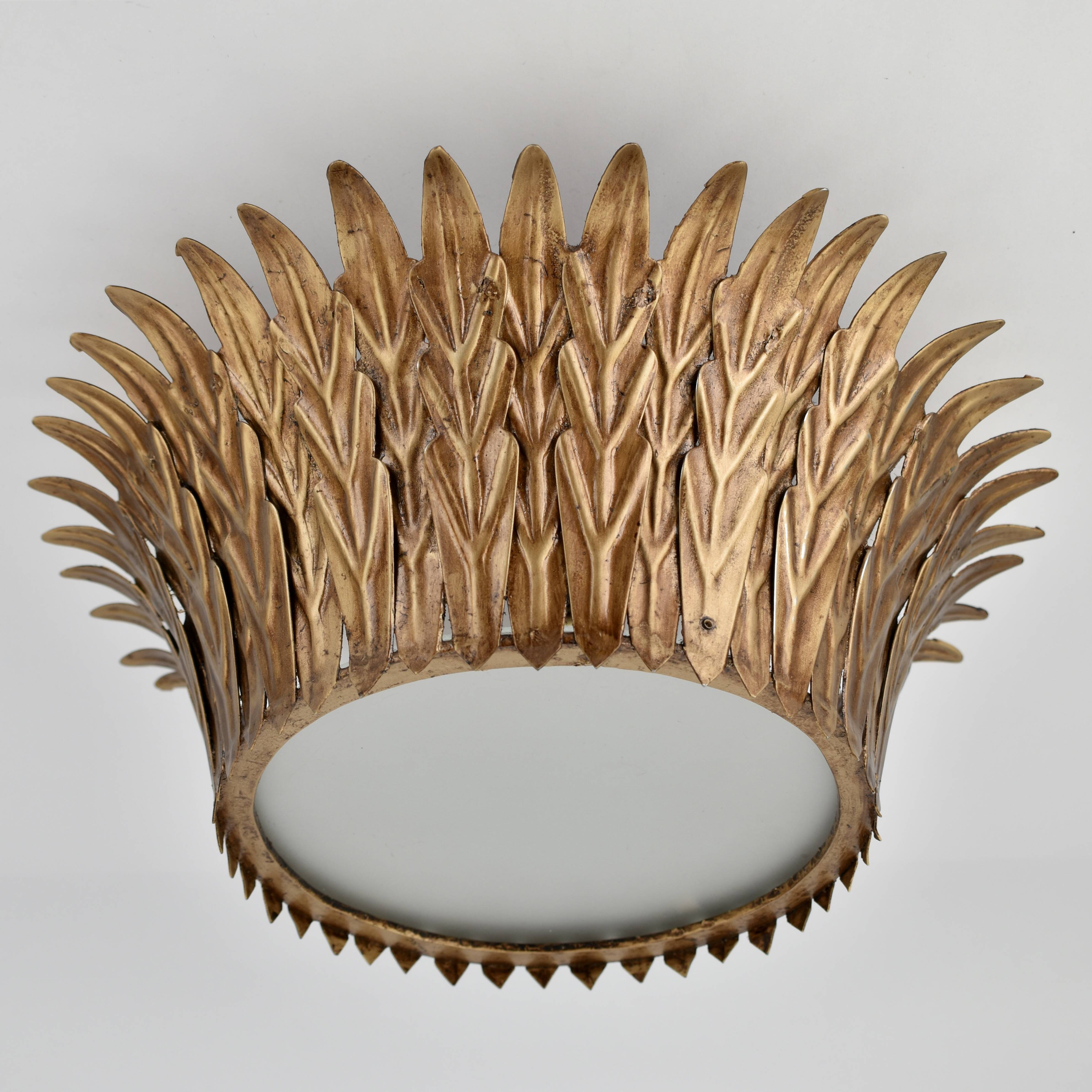 Mid-century Spanish flush mount sunburst