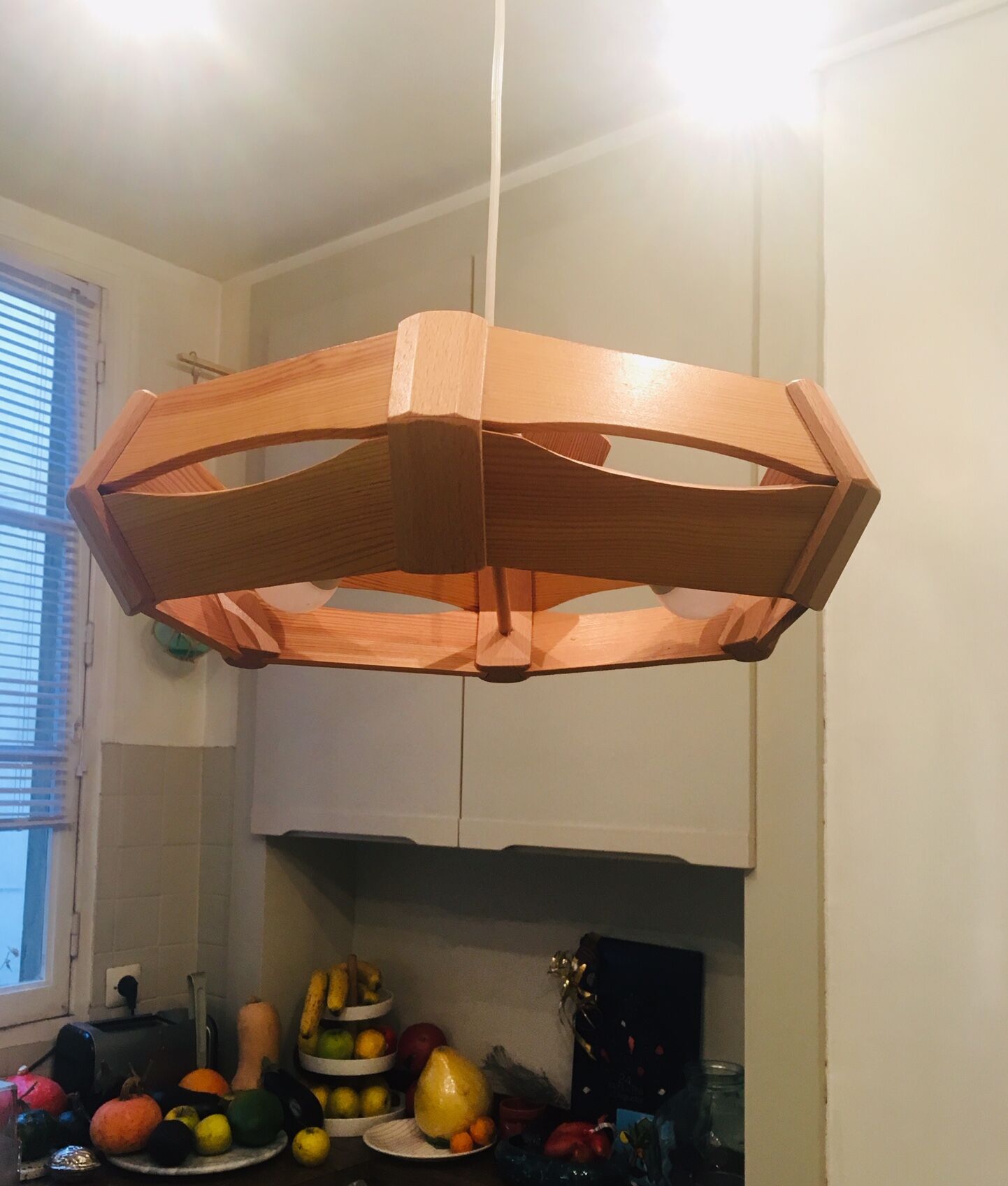Scandinavian style wooden hanging lamp