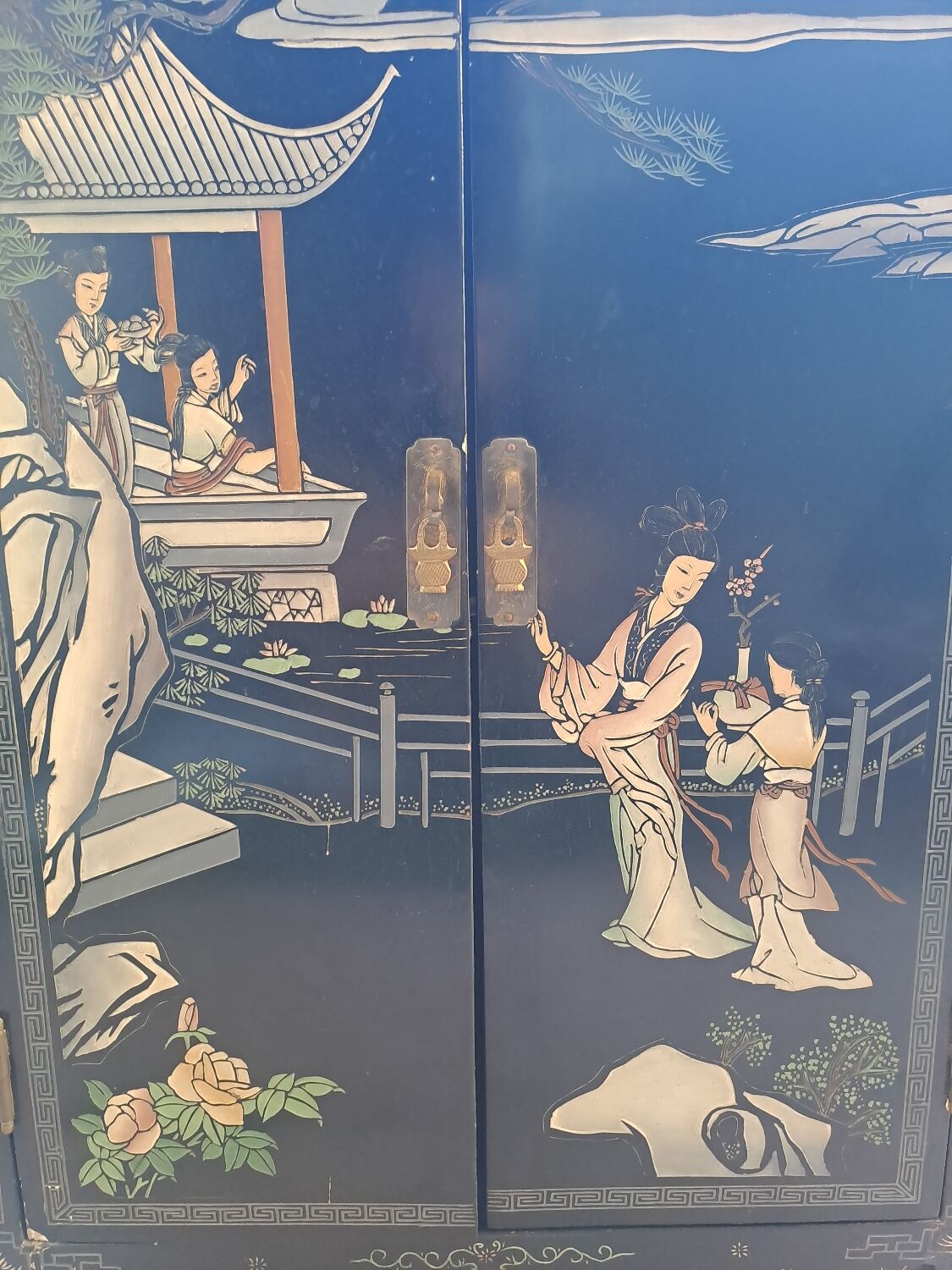 Black chinoiserie lacquer cabinet