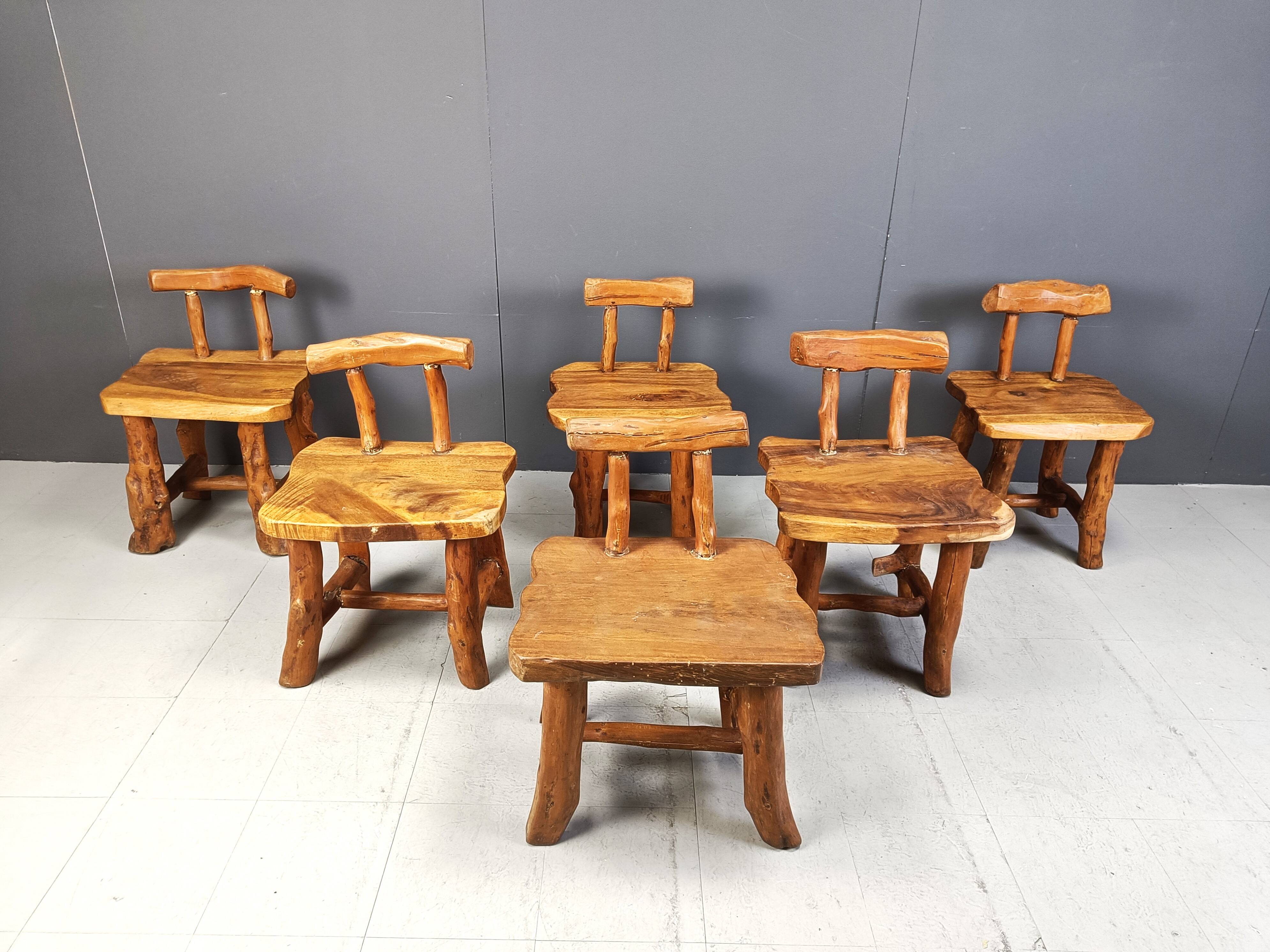 Vintage sculptural brutalist dining chairs, set of 6 - 1960s