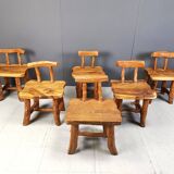 Vintage sculptural brutalist dining chairs, set of 6 - 1960s