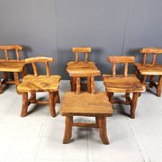 Vintage sculptural brutalist dining chairs, set of 6 - 1960s