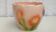 Barbotine earthenware planter with poppy flower decor
