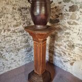 Piédestal ancien en bois – Colonne de monastère, France vers 1900