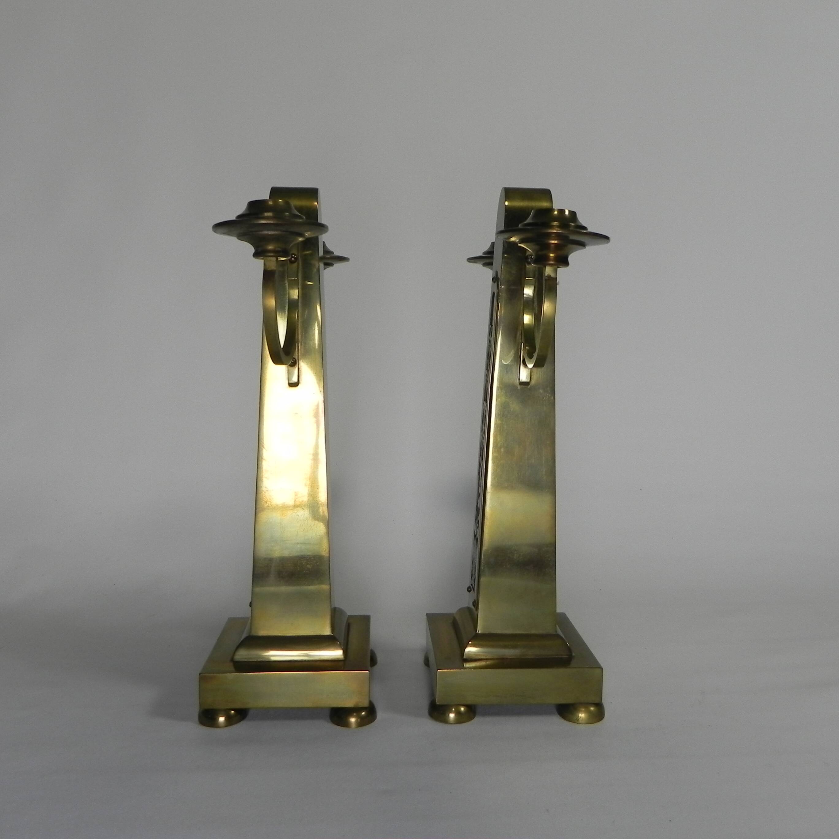 Set of 2 brass Art Nouveau candlesticks, circa 1910