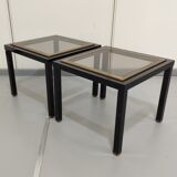 Pair black and gold side tables
