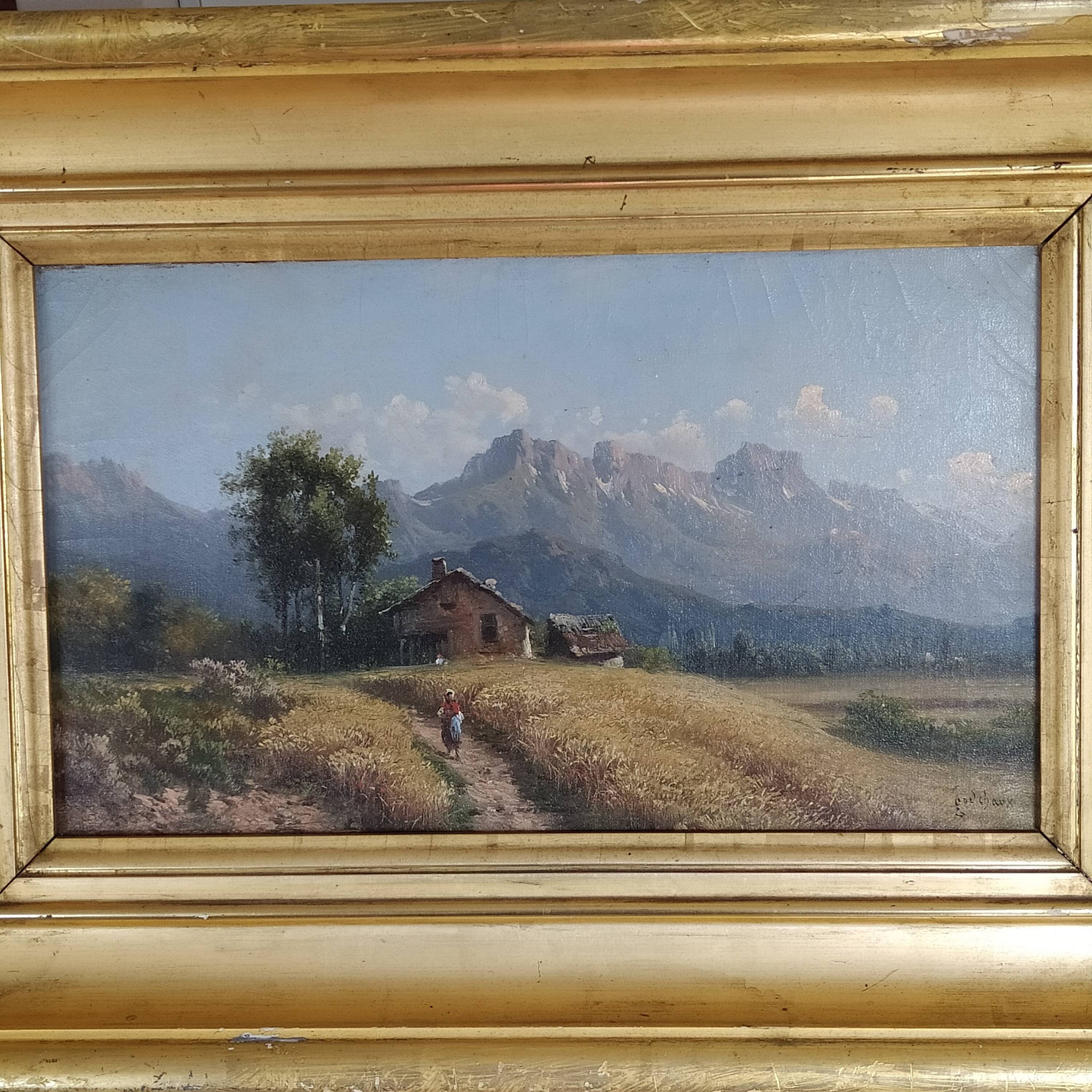 Oil on canvas signed Emile Gochaux Pyrenees, circa 1900