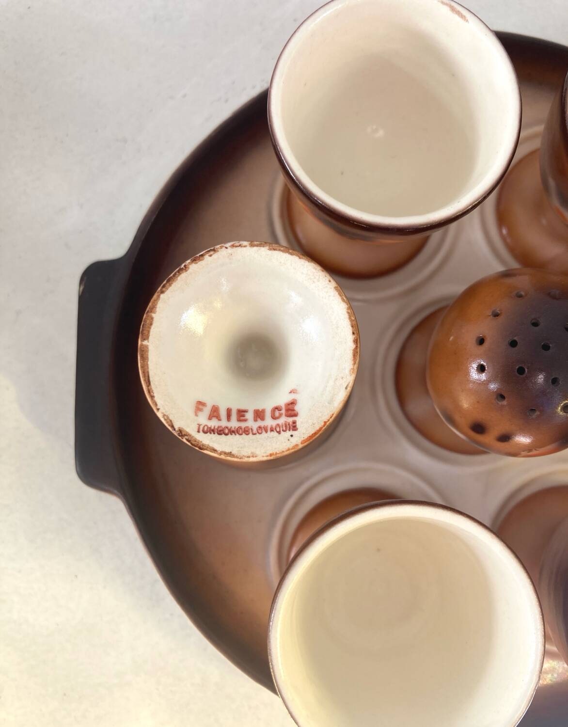 Egg cups and salt shakers