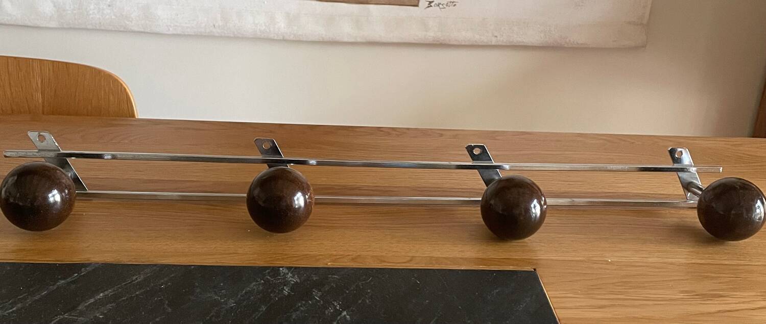 Wooden ball wall coat rack