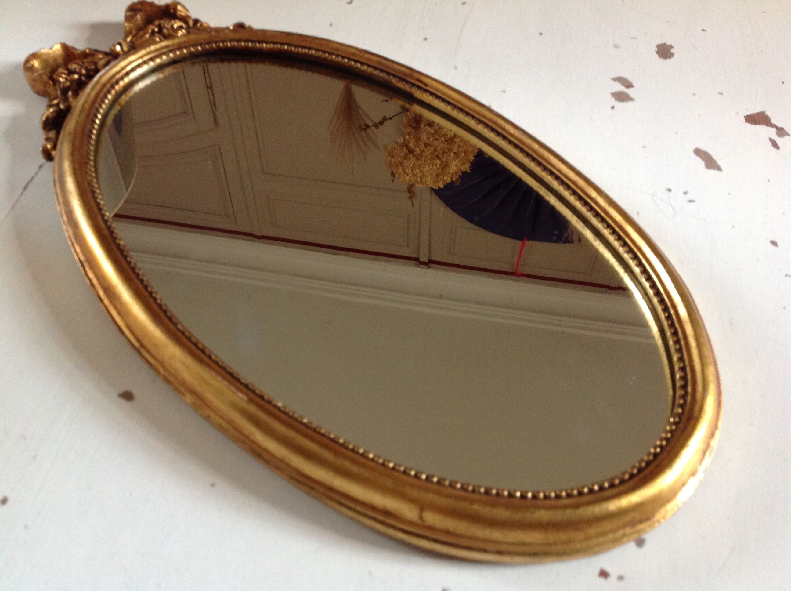 Mirror gold wood medallion - 43x24cm