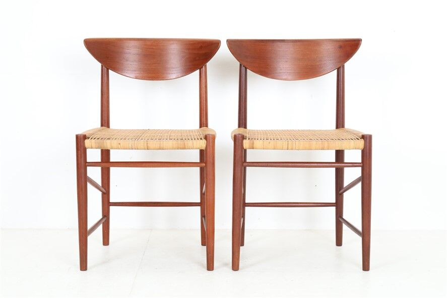 Set of 2 “316” teak/rattan chairs by Peter Hvidt & Orla Mølgaard Nielsen for Søborg Møbler / 1960s