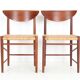 Set of 2 “316” teak/rattan chairs by Peter Hvidt & Orla Mølgaard Nielsen for Søborg Møbler / 1960s