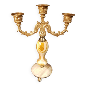 Candlestick in marble and gold metal