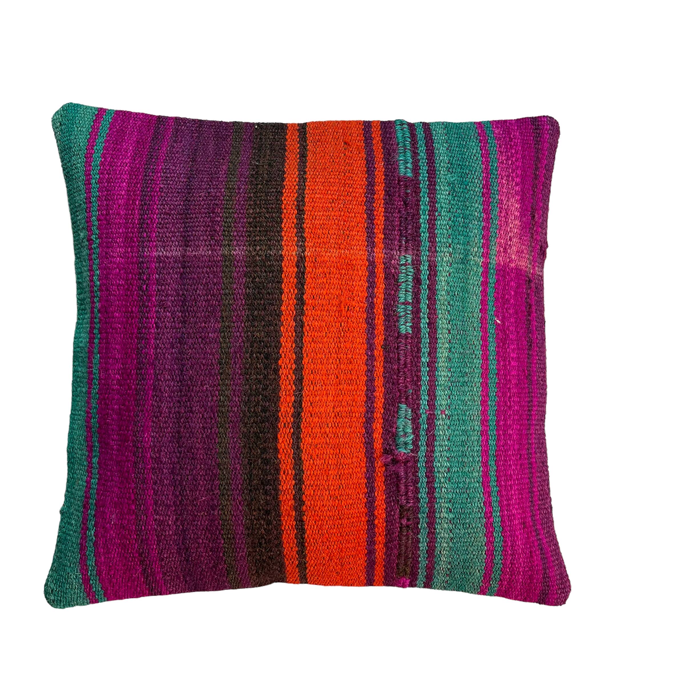 Vintage turkish kilim cushion cover , 40 x 40 cm