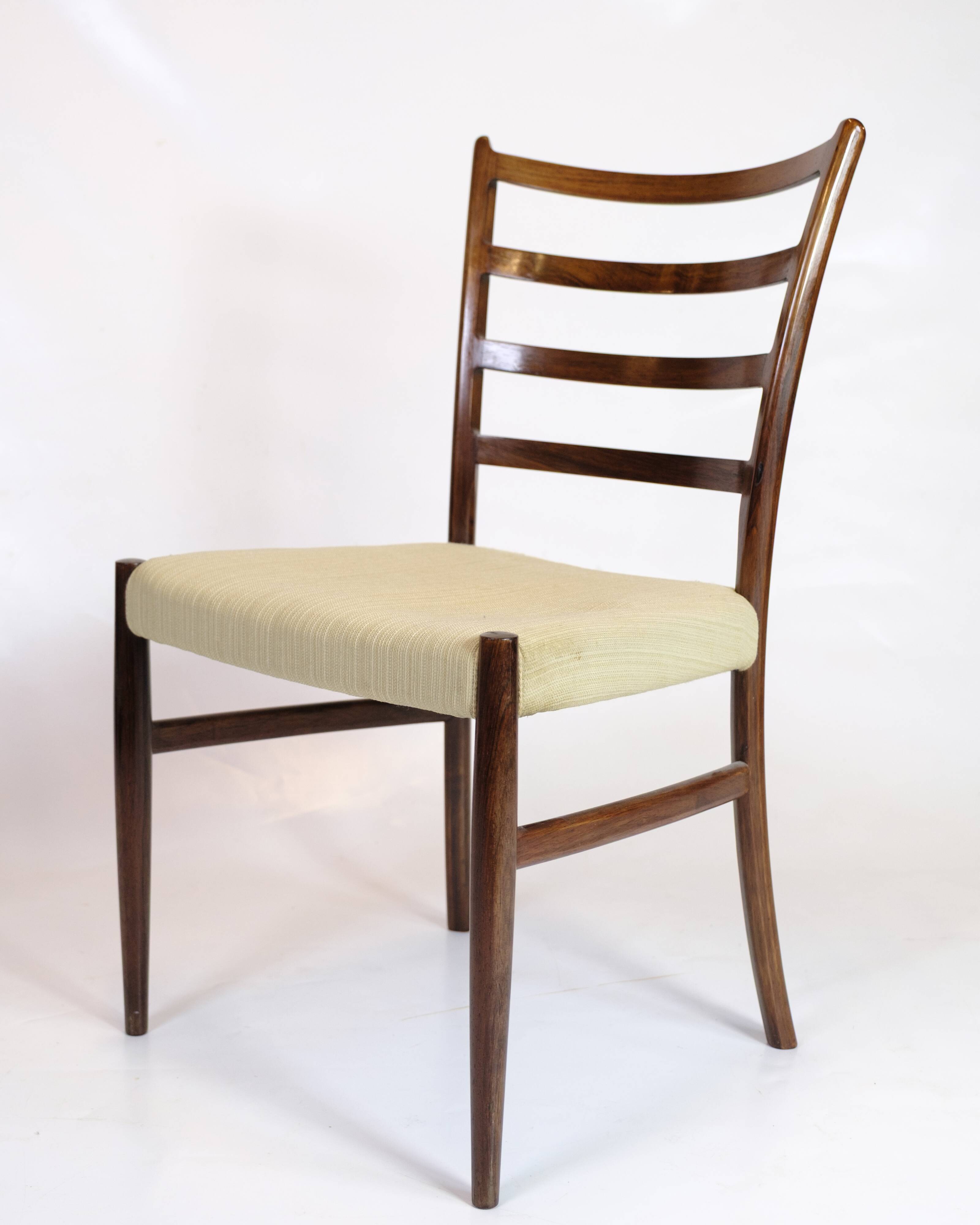 Dining chair - Rosewood - Light wool fabric - N.O. Møller - 1960s