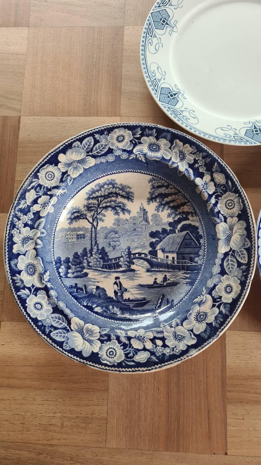 Old blue soup plate