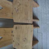 2 vintage chairs in brutalist style made of pitch pine with a waxed finish.