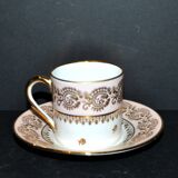 Litron cup from Limoges in porcelain with pink and gold decoration, signed Porcelaine d’Art PP.
