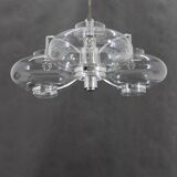 1970s Italian Chrome Plated and Glass Chandelier