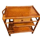 Rattan serving trolley