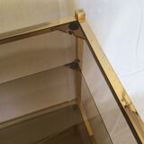 End table in metal gold chrome to three trays of smoked glass years 70/80