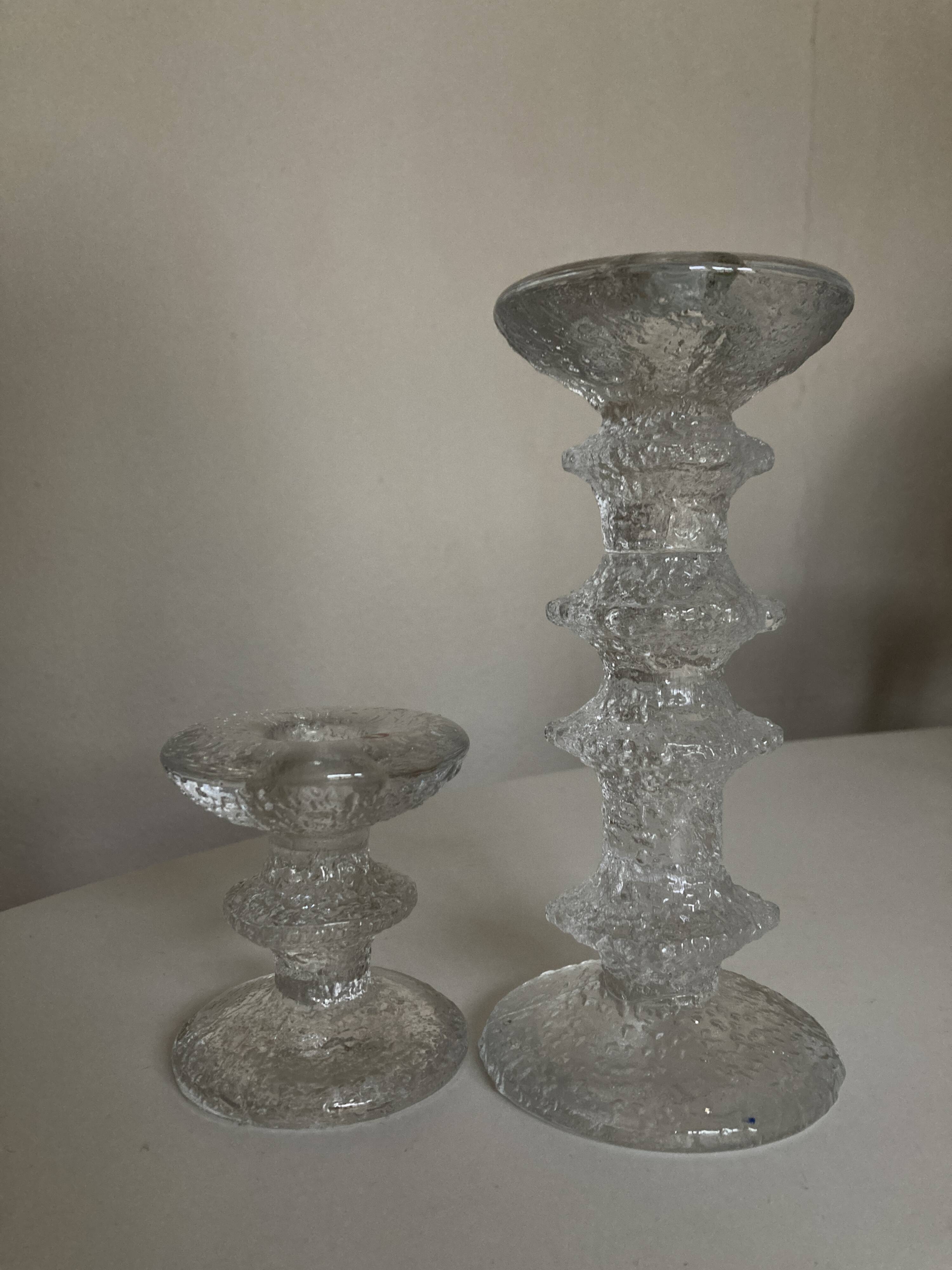 Pair of Festivo Timo Sarpaneva candlesticks 1972 for IIttala Finland