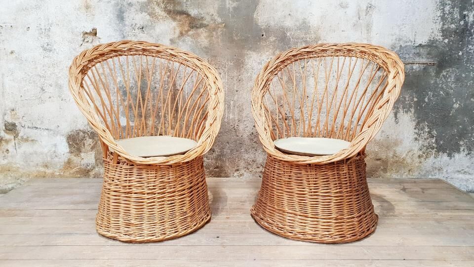 Vintage wicker armchairs