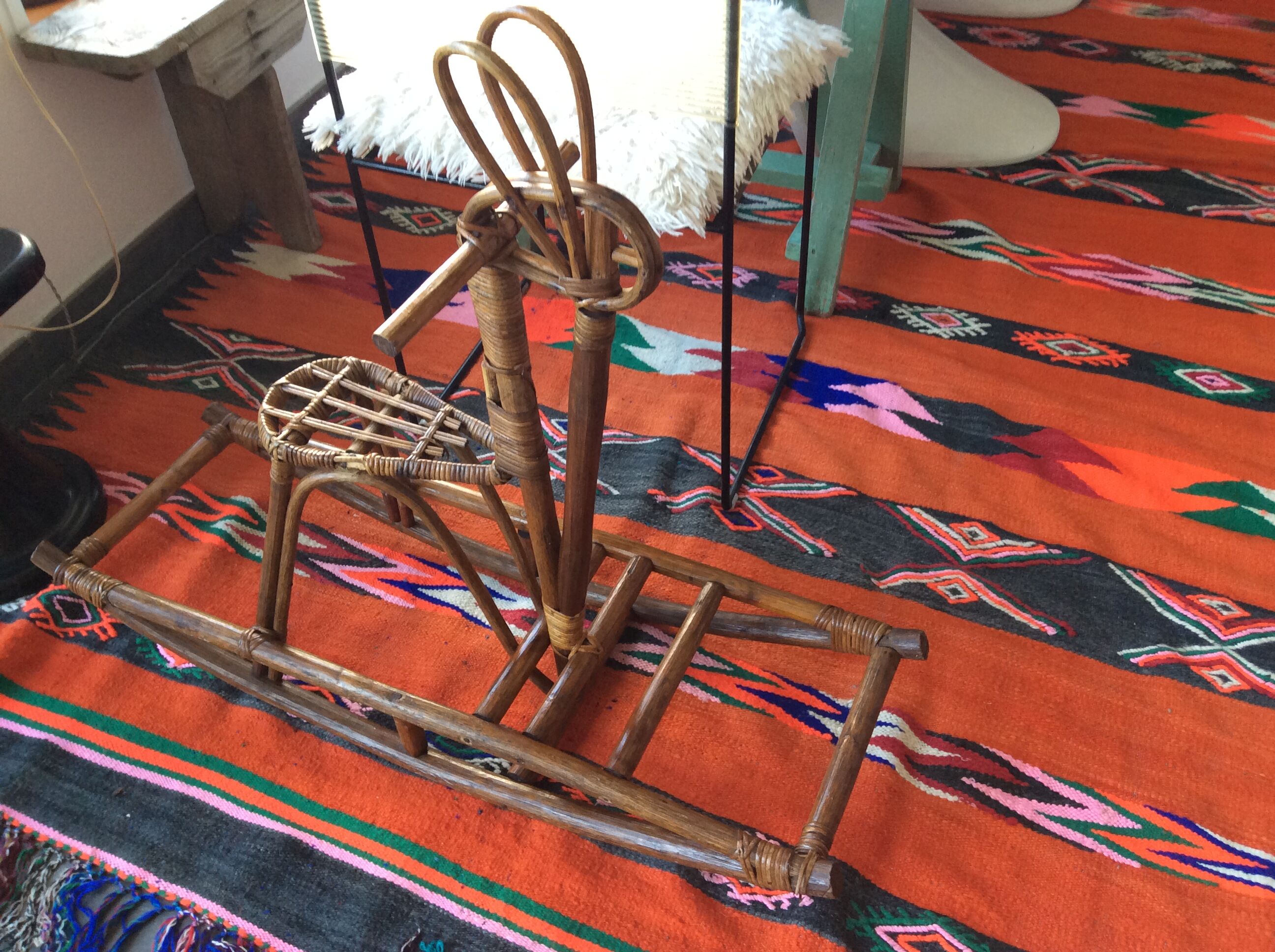 Rattan rocking horse