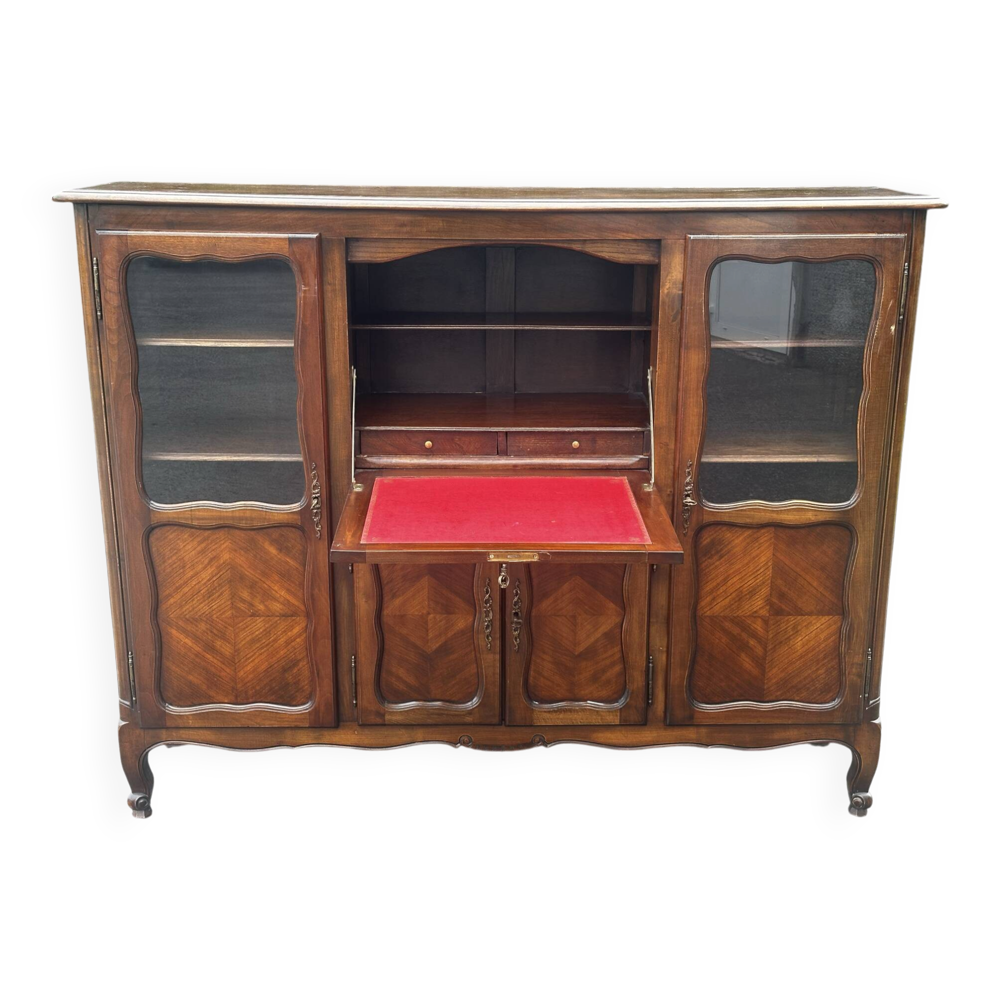 Sideboard, Louis XV style secretary in cherry wood, 1960s.