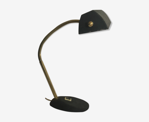 Lampe vintage de bureau design couleur or et noir | Selency