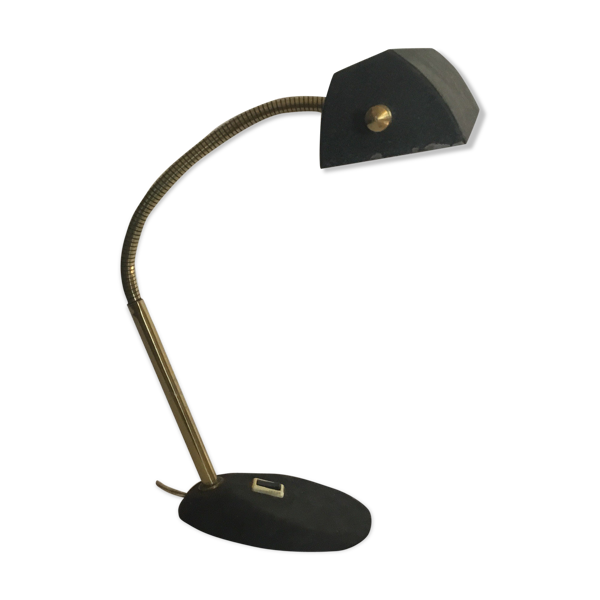 Lampe vintage de bureau design couleur or et noir