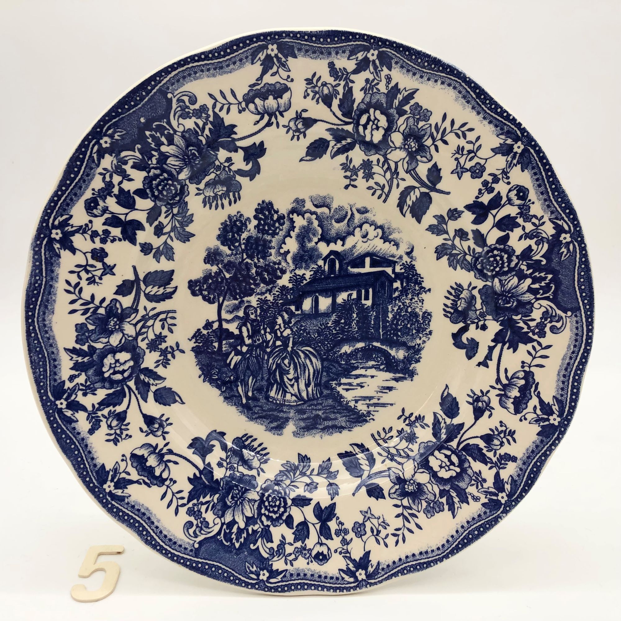 6 Vintage blue hollow plates "Flowers"