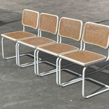 Suite de 4 chaises modèle Cesca b32 en blanc par Marcel Breuer 1987