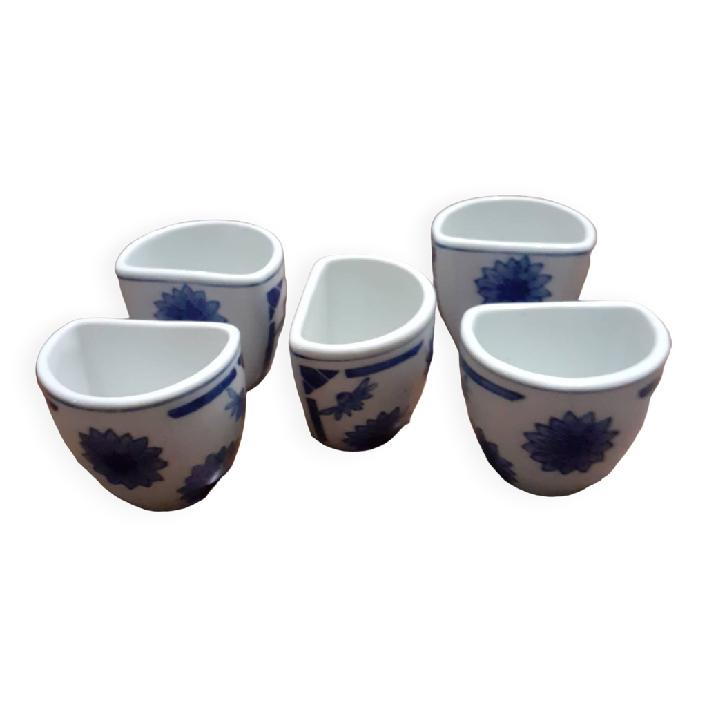 Lot De 5 Tasses Japonaises Sans Anse 150 Ml – Porcelaine Émaillée Flamme, Design Coloré Et Élégant Pour Thé & Café