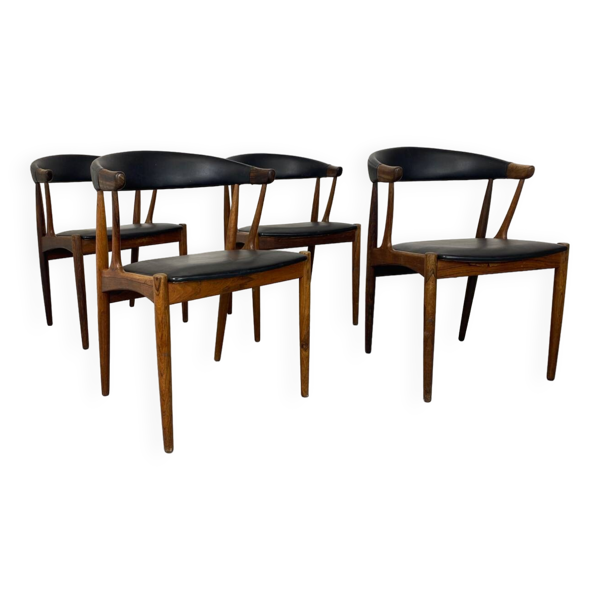 Chaises vintage en palissandre et skaï par Johannes Andersen pour Broderna Andersen, années 1960, lot de 4